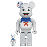 BE@RBRICK 400% STAY PUFT MARSHMALLOW MAN WHITE CHROME 2-PACK